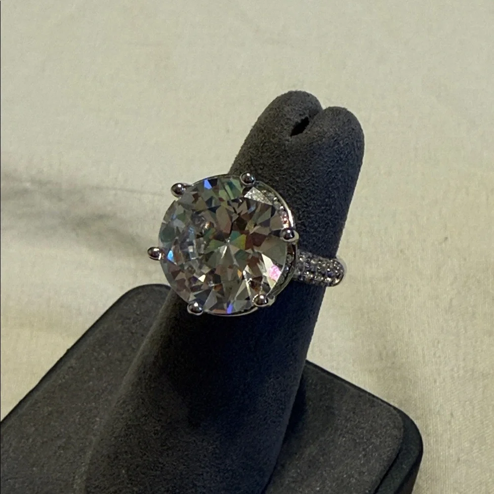 Sterling Silver Large Brilliant Cut CZ Cocktail Ring